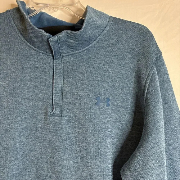 Under Armour Mens 1/4 Zip Sweatshirt Sweaterfleece Storm Loose Coldgear Blue XXL - Picture 4 of 16